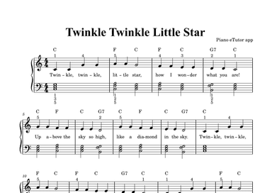 Twinkle Twinkle Little Star - piano sheet music (arr. Piano eTutor app)
