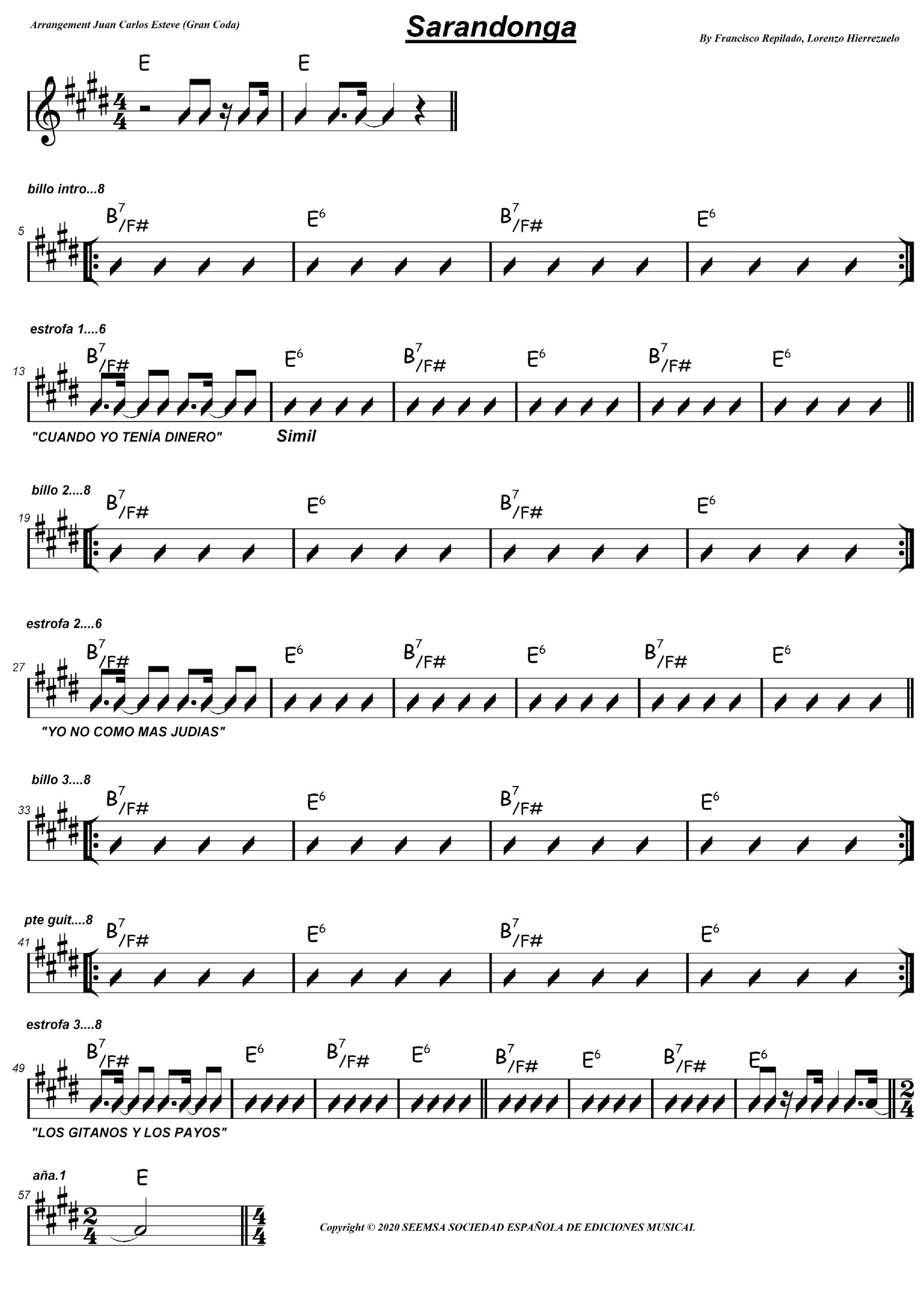 Sarandonga (arr. juan carlos esteve / Gran Coda)