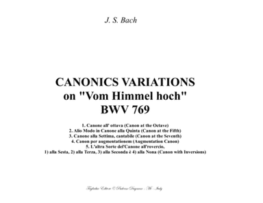 Bach - CANONICS VARIATIONS on "Vom Himmel hoch"  BWV 769 (arr. Renato Tagliabue)
