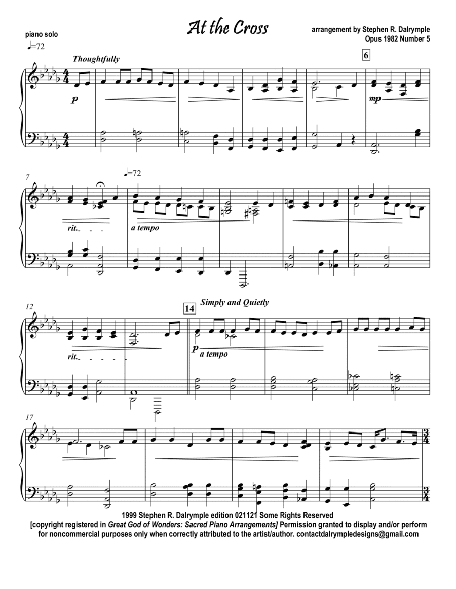 At the Cross (Watts and Hudson) arranged for piano solo by Stephen R Dalrymple (arr. Stephen R Dalrymple (Dalrymple Designs))