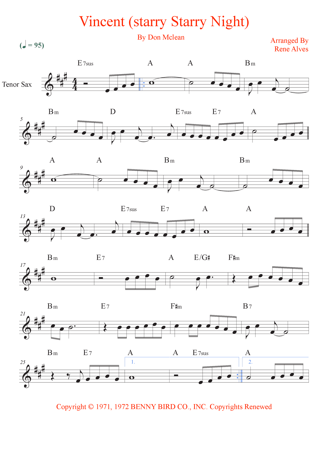 Vincent (starry Starry Night) (arr. Rene Alves)