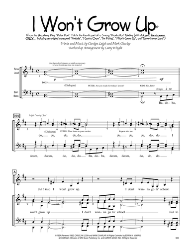 I Won't Grow Up (arr. Larry Wright)