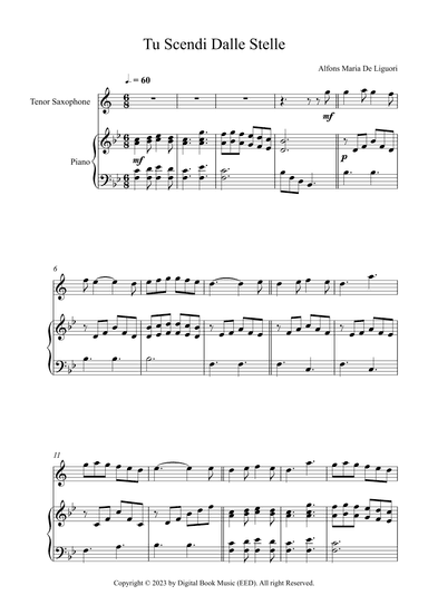 Tu Scendi Dalle Stelle - Alfons Maria De Liguori (Tenor Sax + Piano) (arr. Digital Book Music)