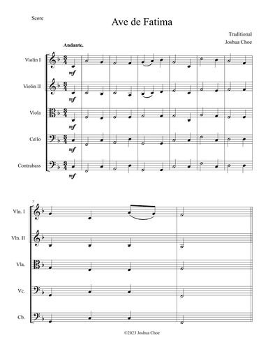 Ave de Fatima (arr. Joshua Choe)