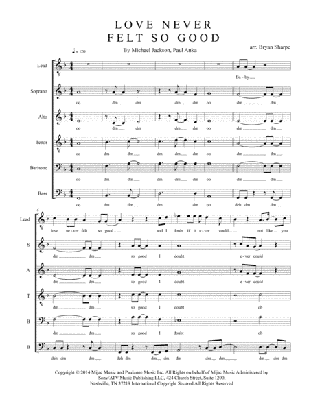 Love Never Felt So Good (arr. Bryan Sharpe)