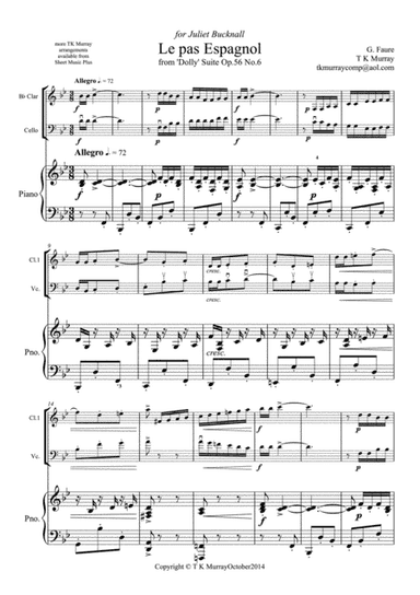 Faure - 'Le pas espagnol' - Clarinet, Cello & Piano (arr. Tim TK Murray)