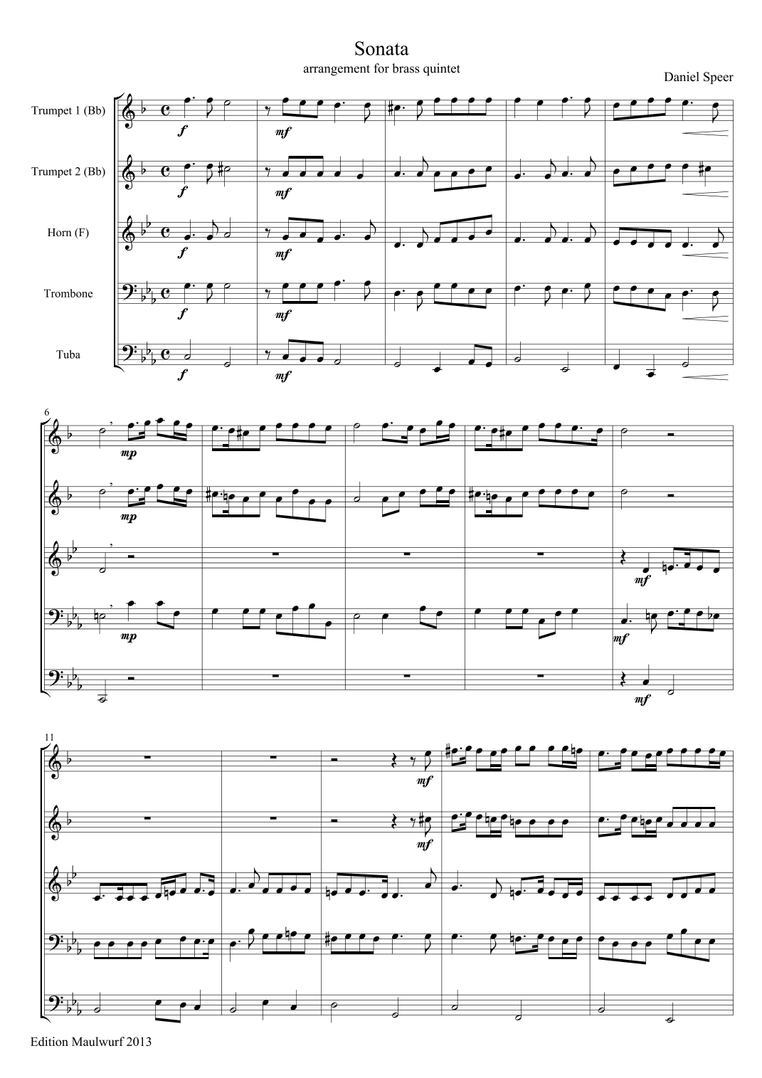 Speer Sonata (arr. Edition Maulwurf)
