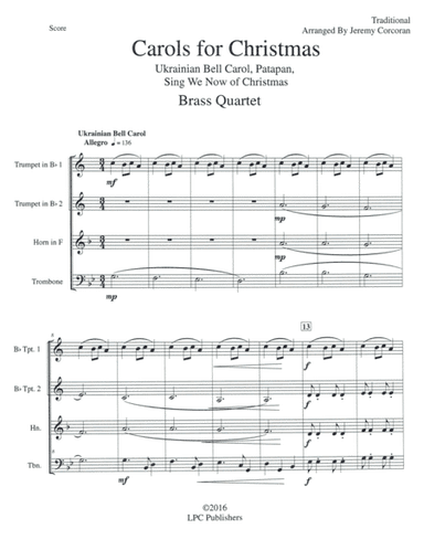 Carols for Christmas a Medley for Brass Quartet (arr. Jeremy Corcoran)