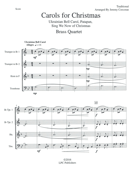 Carols for Christmas a Medley for Brass Quartet (arr. Jeremy Corcoran)