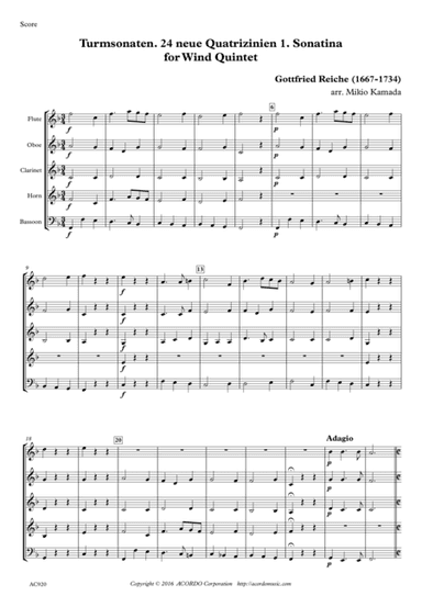 Turmsonaten. 24 neue Quatrizinien  1. Sonatina for Wind Quintet (arr. Mikio Kamada)