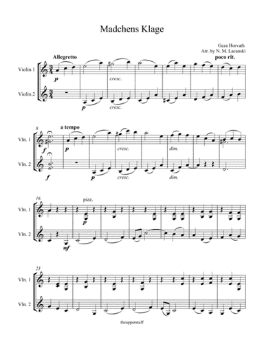 Madchens Klage (arr. Nick Lacanski)