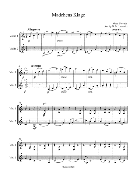 Madchens Klage (arr. Nick Lacanski)