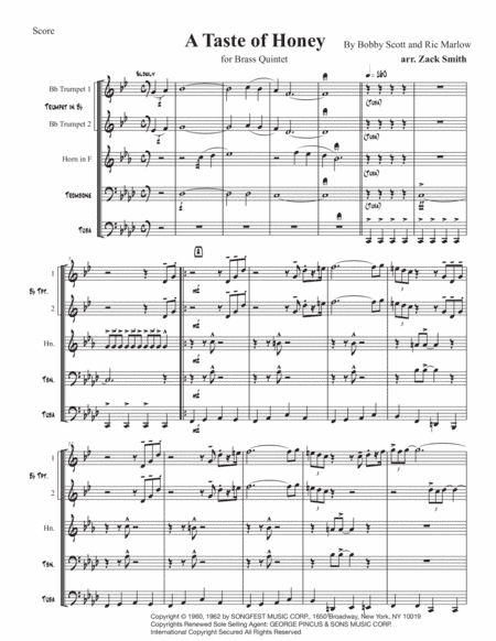 A Taste Of Honey (arr. Zack Smith)