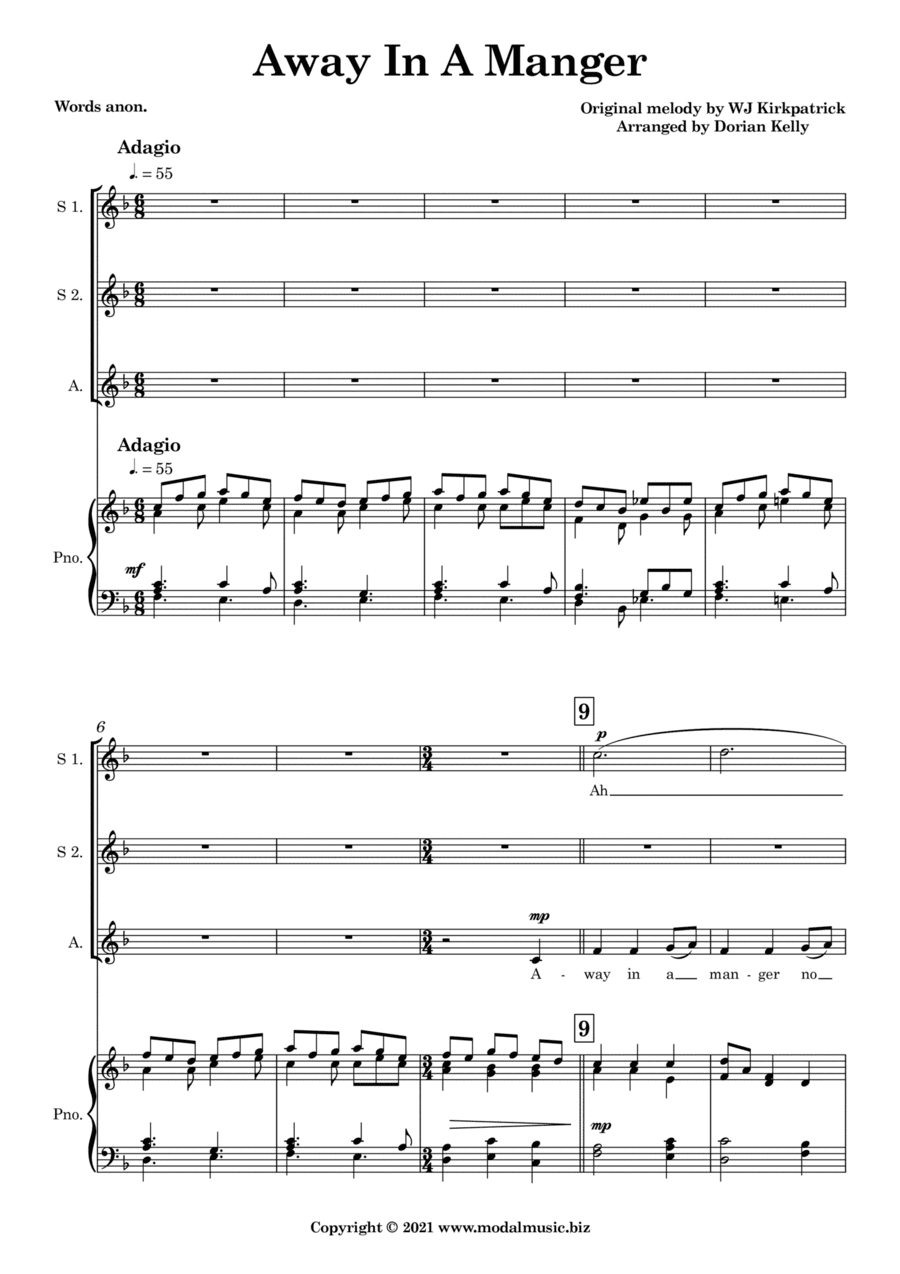 Away In A Manger (SSA) (arr. Dorian Kelly)