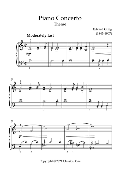 Grieg - Piano Concerto(With Note name) (arr. MPS)
