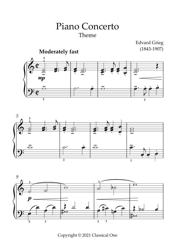 Grieg - Piano Concerto(With Note name) (arr. MPS)