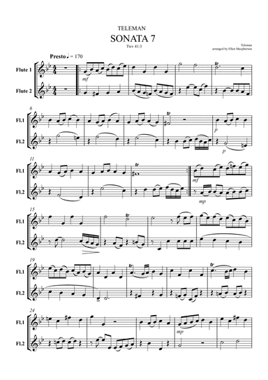 Presto from Sonata 7 by Teleman arranged for Flute Duet (arr. Ellen Macpherson)