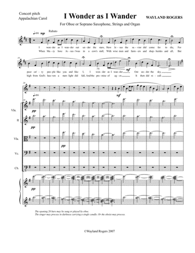 I Wonder As I Wander (arr. Wayland Rogers)