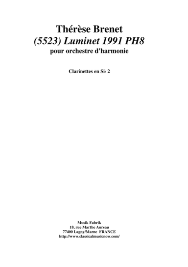 Thérèse Brenet: (5523) Luminet 1991 PH8 for concert band, Bb clarinet 2 part