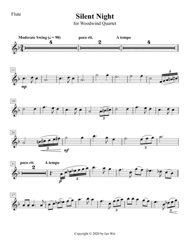 Silent Night for Woodwind Quartet (arr. Ian Wei)