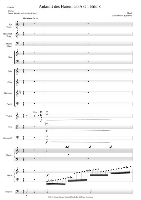 ATON part 11-Ankunft des Haremhab 3 soloists, choir, woodwind, strings, piano, harp, timps