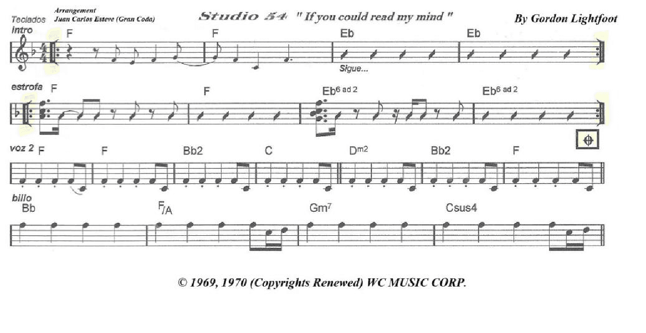 If You Could Read My Mind (arr. juan carlos esteve / Gran Coda)