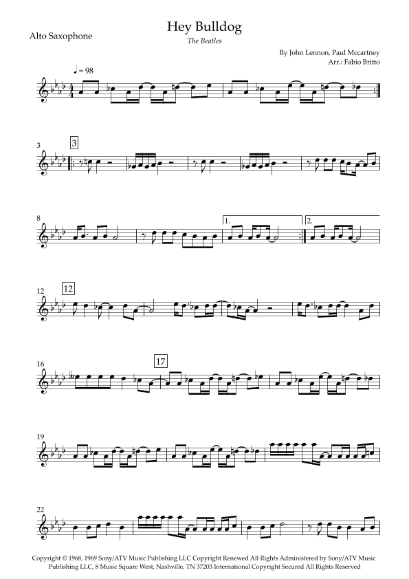 Hey Bulldog (arr. Fabio Britto)