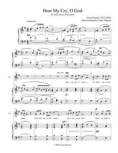Hear My Cry, O God (SSA) (arr. Curtis Hanson)