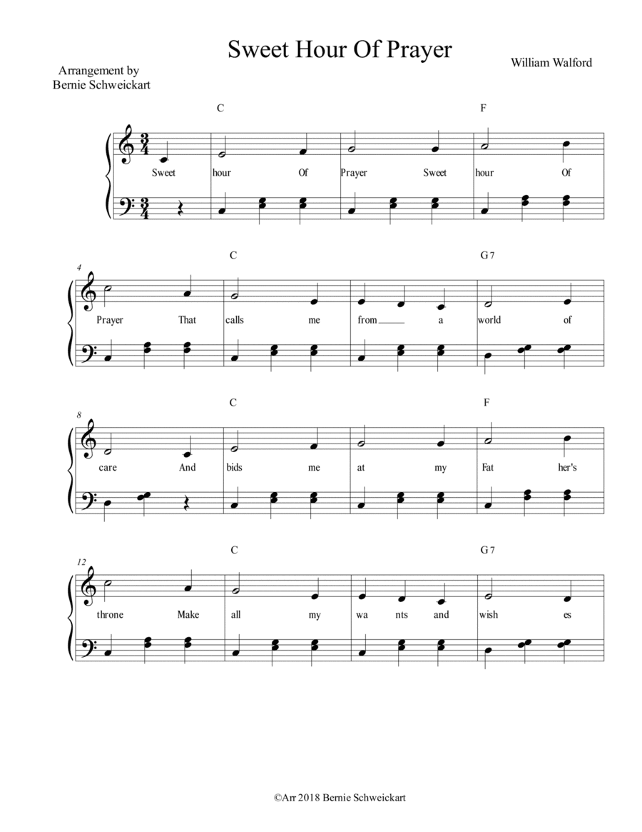 Sweet Hour Of Prayer (arr. Bernie Schweickart)