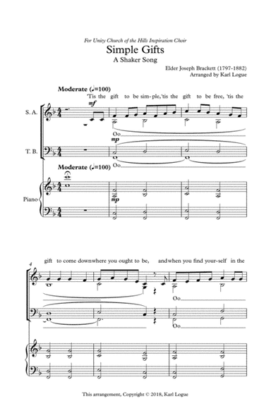 Simple Gifts (arr. Karl Logue)