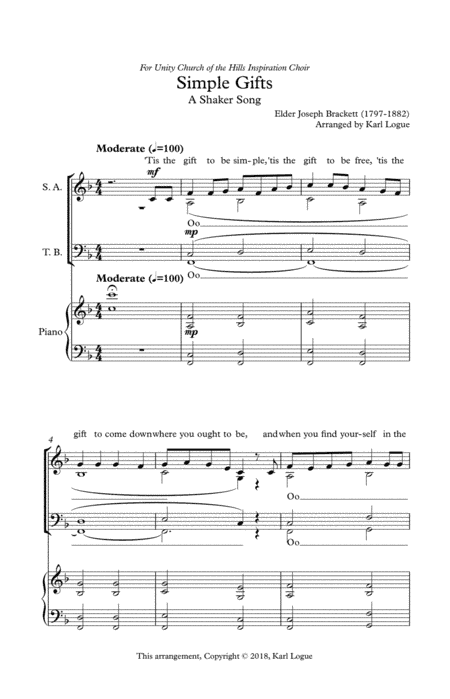 Simple Gifts (arr. Karl Logue)