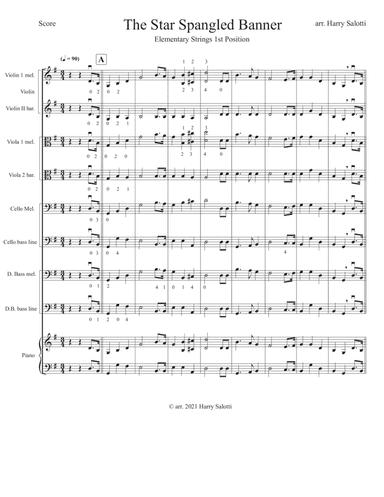 Star Spangled Banner Elementary Strings 1st position (arr. Harry Salotti)
