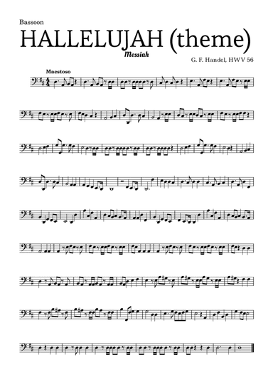 Aleluia (HALLELUJAH), of the Messiah - for Bassoon Saxophone and accompaniment (arr. Leyandder Trustworthy)