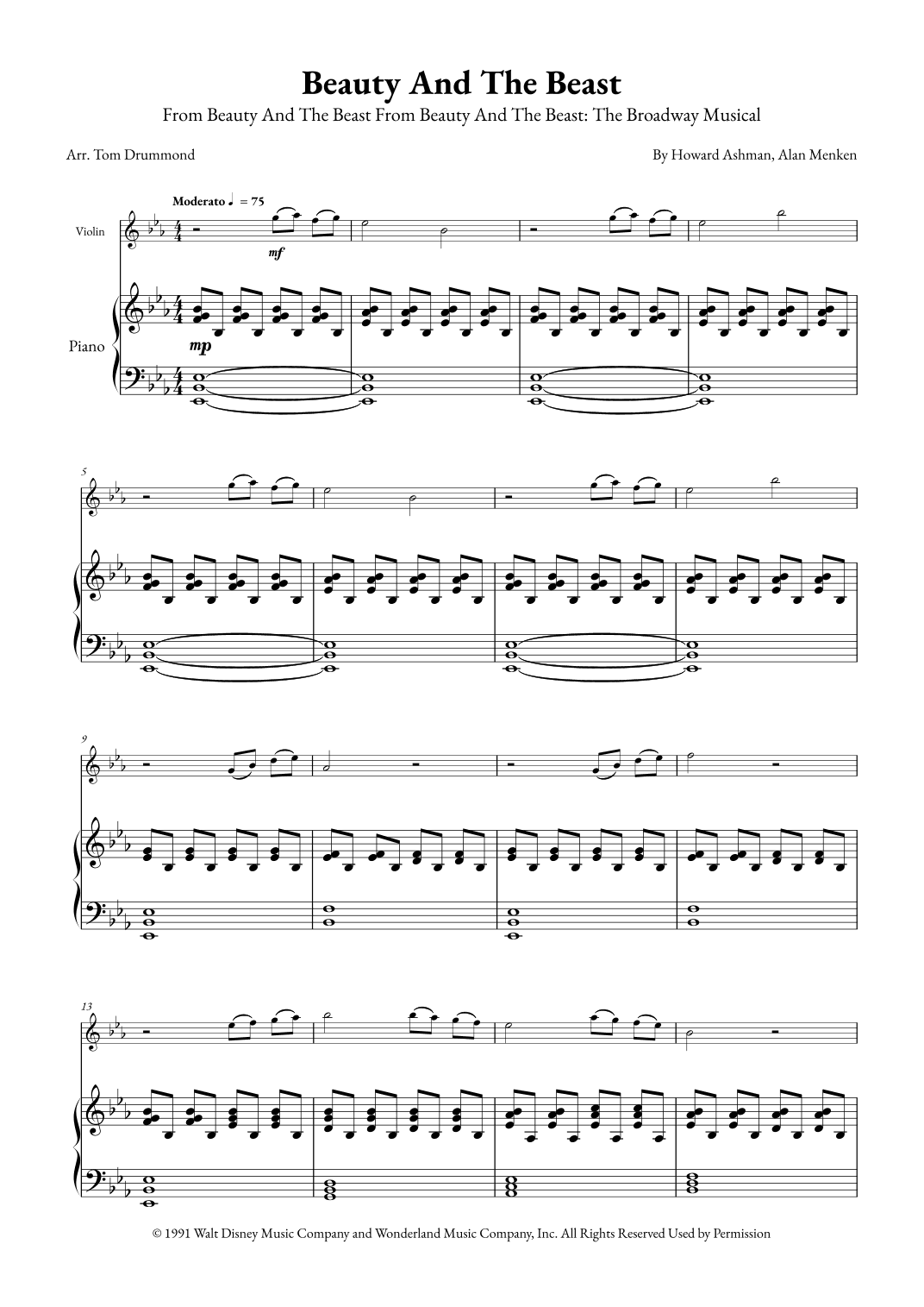 Beauty And The Beast (arr. Tom Drummond)