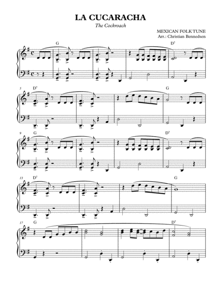 La Cucaracha (arr. Christian Bennedsen)
