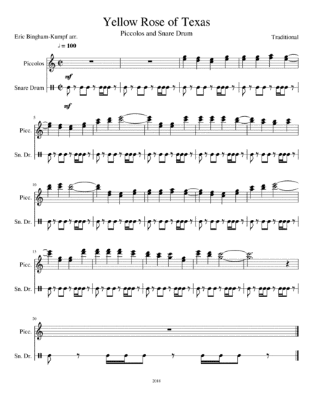 Yellow Rose of Texas (arr. Eric Bingham-Kumpf)