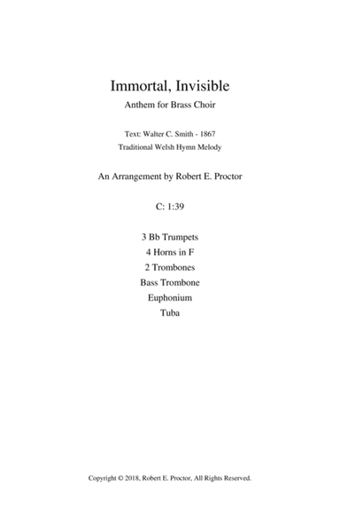 Immortal Invisible - An Anthem for Brass Choir (arr. Robert E. Proctor)