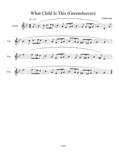 What Child Is This (Greensleeves) for solo violin (arr. B C Dockery)