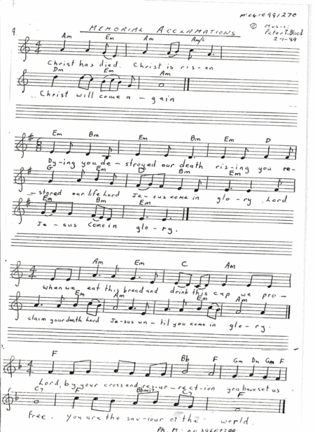 Catholic Mass.  Memorial Acclamations