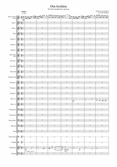 Om Kvelden (In the evening) For solo Bass Clarinet and Concert Band (arr. Arild Mjaaland)