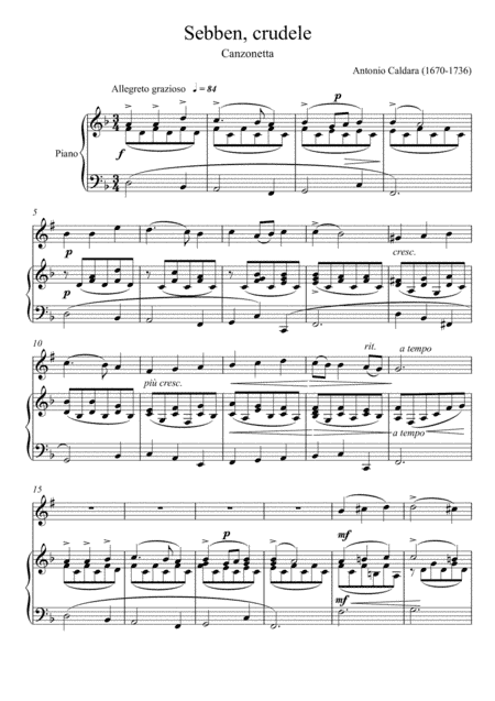 Antonio Caldara - Sebben Crudele (Clarinet Solo) (arr. André Laitano)