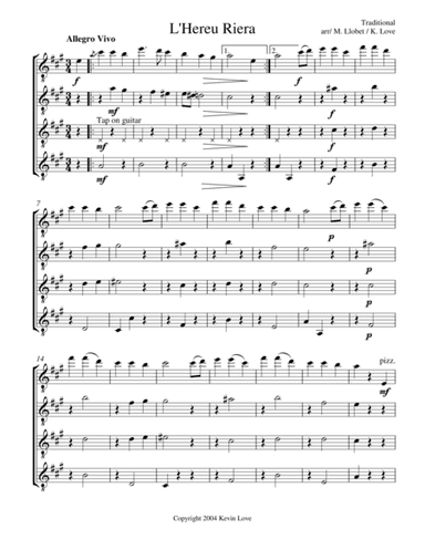 L'Hereu Riera (Guitar Quartet) (arr. Miguel Llobet, Kevin Love)