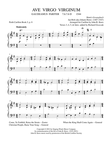 AVE VIRGO VIRGINUM (arr. John R. Knox & Richard Giszczak)