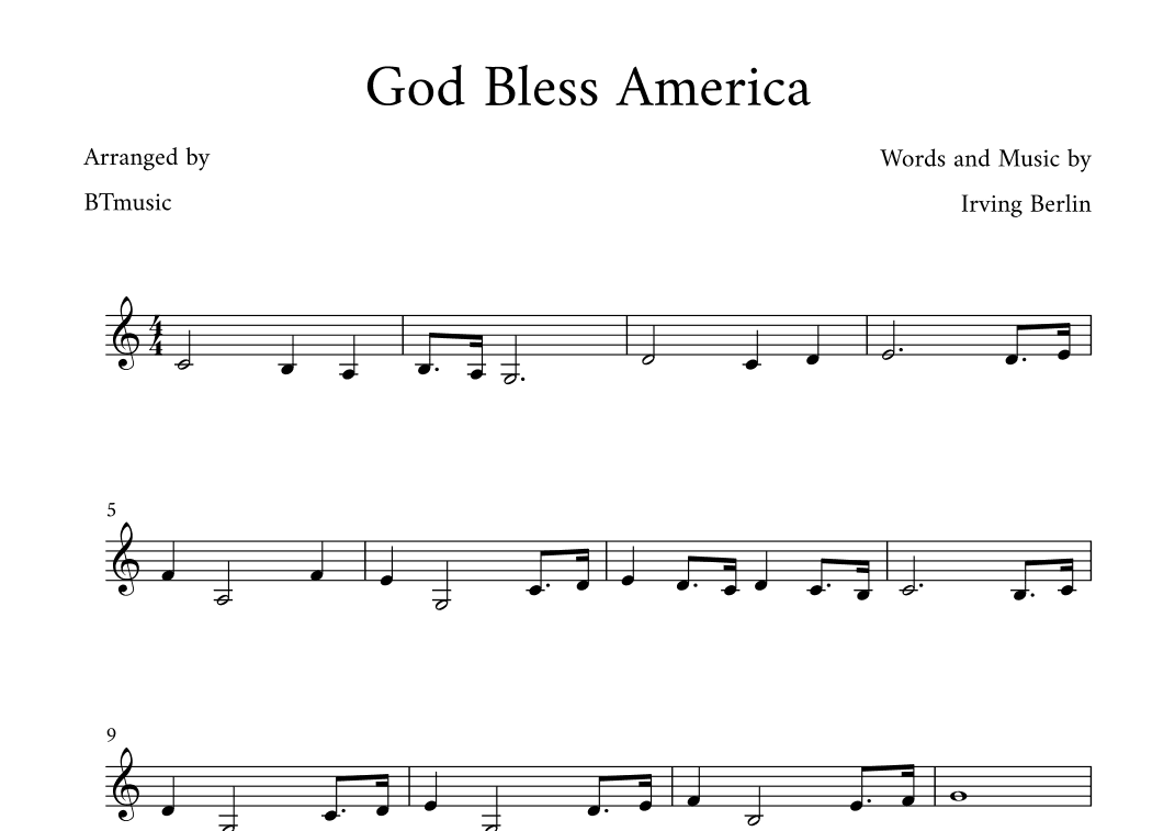 God Bless America ® (arr. BTmusic)