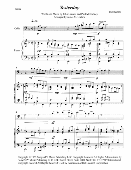 Yesterday (arr. James M. Guthrie)