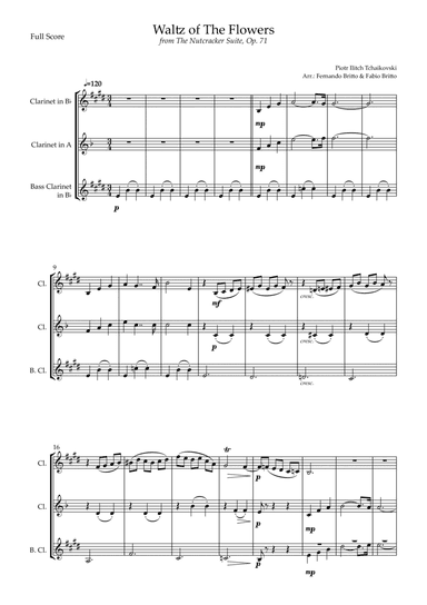 Waltz of The Flowers - from Nutcracker (P. I. Tchaikovsky) for Clarinet Trio (arr. Fernando Britto, Fabio Britto)