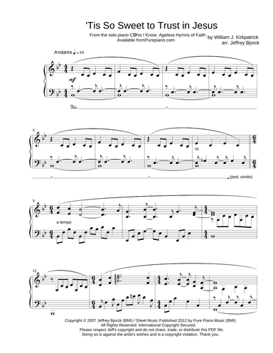 'Tis So Sweet to Trust in Jesus (arr. Jeff Bjorck)