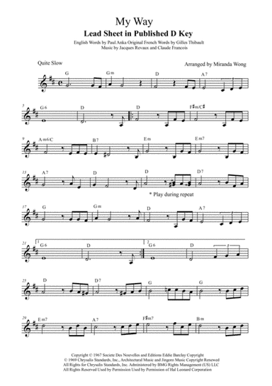 My Way (arr. Miranda Wong)