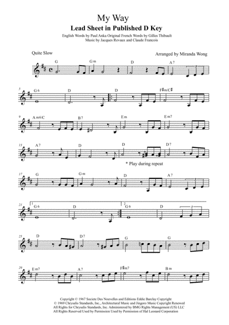 My Way (arr. Miranda Wong)