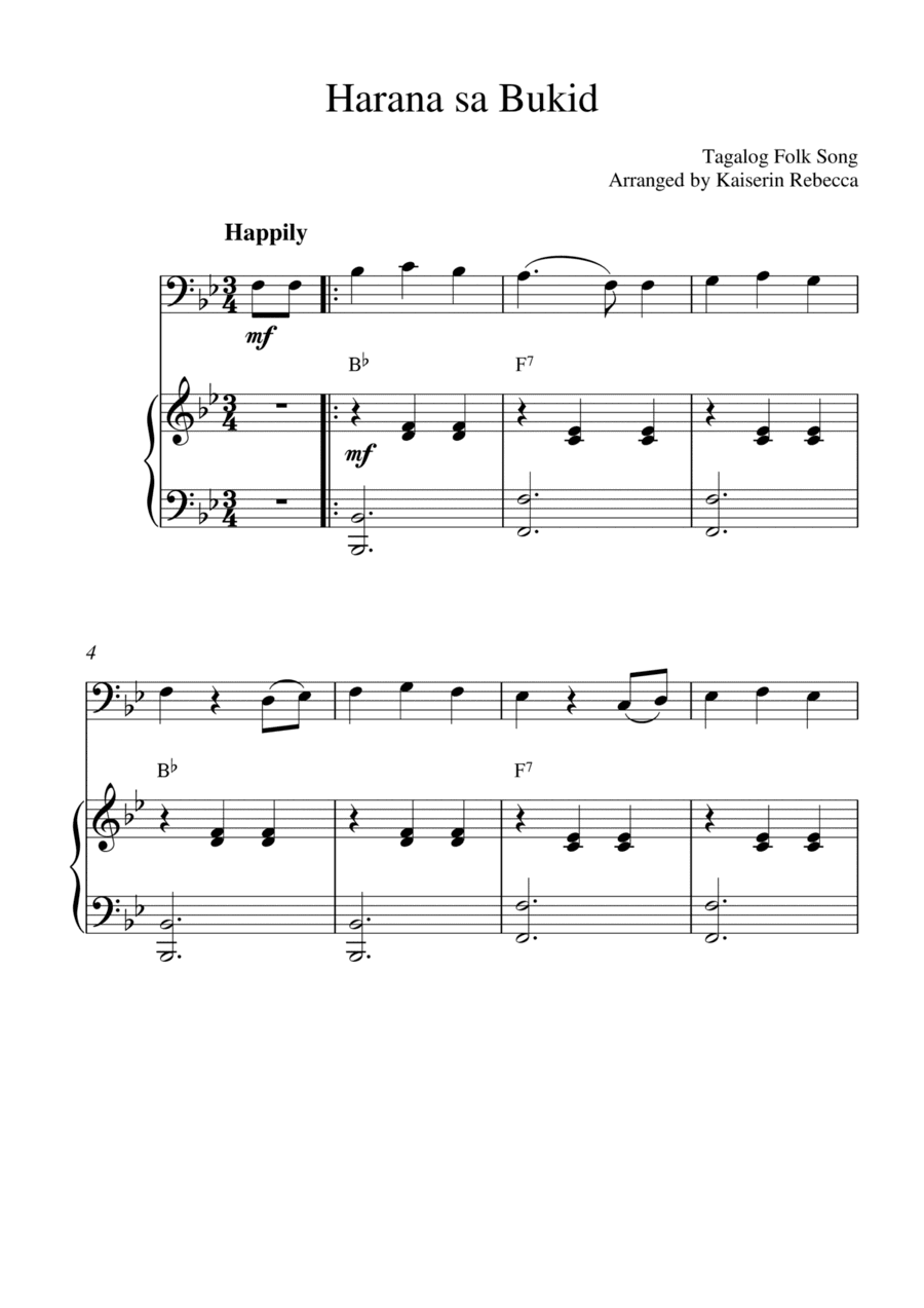 Harana sa Bukid (for bassoon solo and piano accompaniment) (arr. Kaiserin Rebecca)